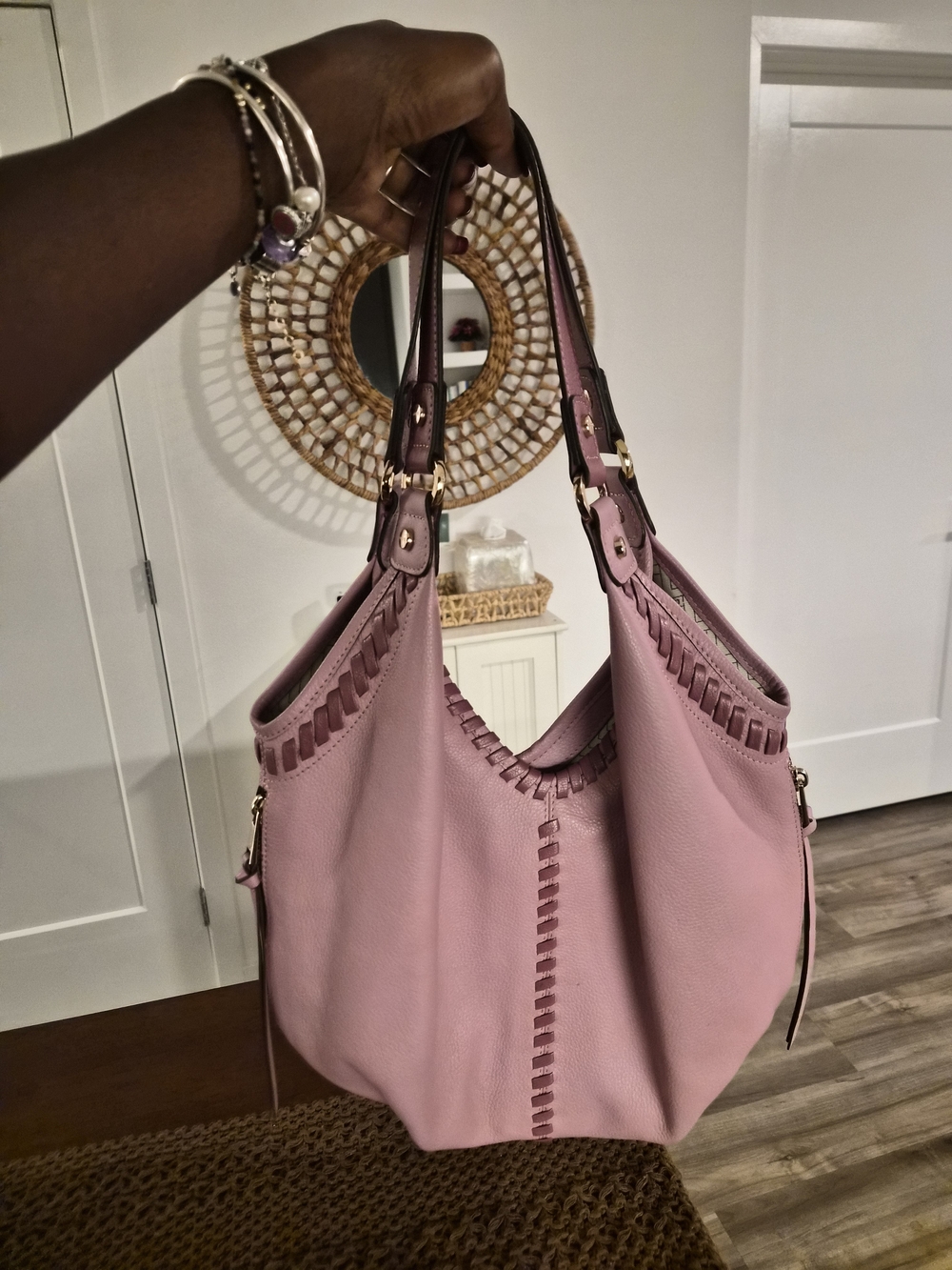 Lodis Dusty Rose Multi Lacey Small Shoulder Tote
